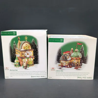 LOT 167: Department 56 North Pole Series Mini-Donut Shop and Cold Care Clinic
