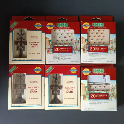 LOT 171: Lemax Christmas Village Figurines, Mini Lights & Railway Stop Lights
