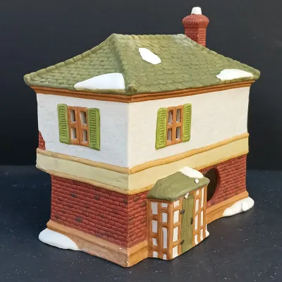 LOT 163: Department 56 Dickens' Village Series Mermaid Fish Shoppe, White Horse Bakery and Scrooge and Marley Counting House