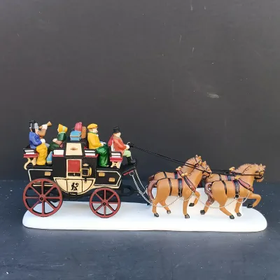 LOT 132: Department 56 Holiday Coach, Pole Pine Trees and Bare Branch Trees