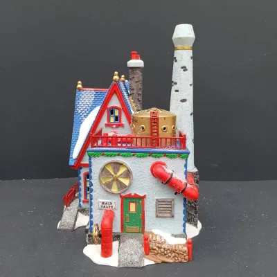 LOT 168: Department 56 North Pole Series Real Plastic Snow Factory and Tillie's Tiny Cup Café