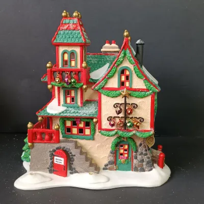 LOT 173: Department 56 North Pole Series Glass Ornament Works and Santa's Light Shop
