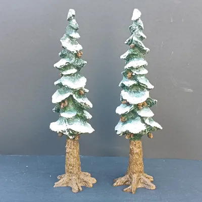 LOT 132: Department 56 Holiday Coach, Pole Pine Trees and Bare Branch Trees