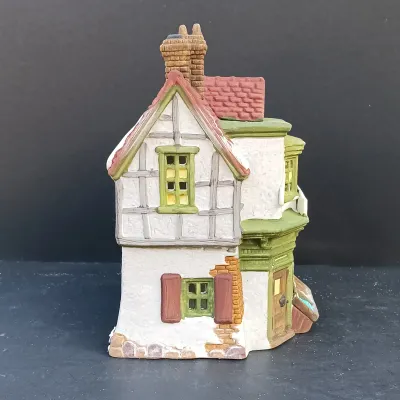 LOT 163: Department 56 Dickens' Village Series Mermaid Fish Shoppe, White Horse Bakery and Scrooge and Marley Counting House