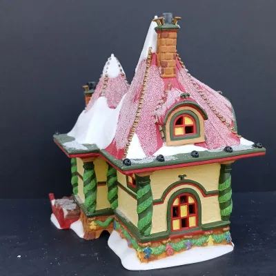 LOT 129: Department 56 North Pole Series Santa's Visiting Center Gift Set with Village Icicle Trees