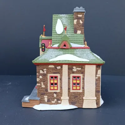 LOT 123: Department 56 North Pole Series Orly's Bell & Harness Supply, North Pole Express Depot and Beard Barber Shop