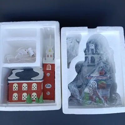 LOT 122: Department 56 North Pole Series Weather and Time Observatory with New England Village Series Old North Church