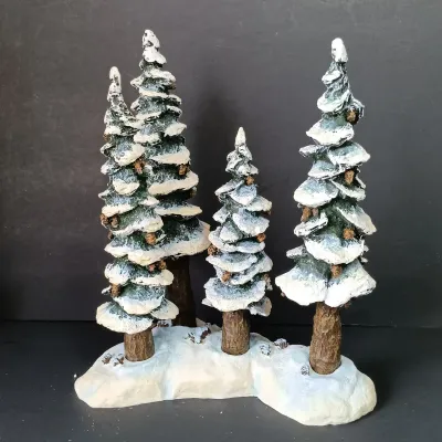 LOT 172: Department 56 North Pole Series Santa's Lookout Tower and Village Pole Pine Forest