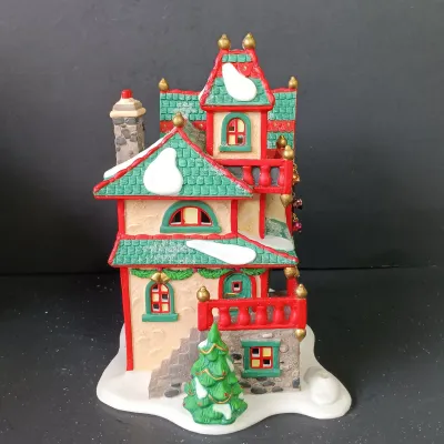 LOT 173: Department 56 North Pole Series Glass Ornament Works and Santa's Light Shop