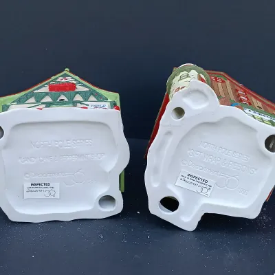 LOT 125: Department 56 North Pole Series Start a Tradition Set with Pencil Pines