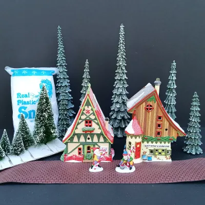 LOT 125: Department 56 North Pole Series Start a Tradition Set with Pencil Pines