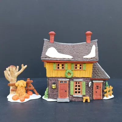LOT 127: Department 56 New England Series Sleepy Hollow Ichabod Crane's Cottage, Sleepy Hollow Church and Harvest Time
