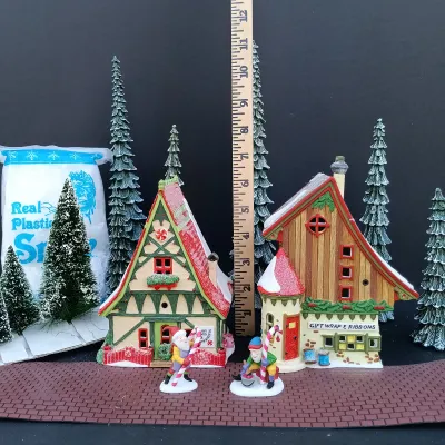 LOT 125: Department 56 North Pole Series Start a Tradition Set with Pencil Pines