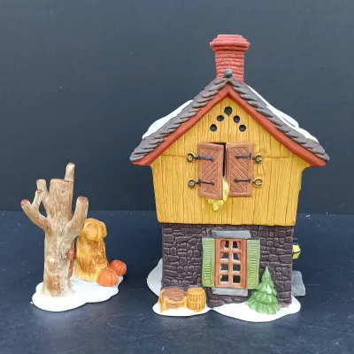 LOT 127: Department 56 New England Series Sleepy Hollow Ichabod Crane's Cottage, Sleepy Hollow Church and Harvest Time
