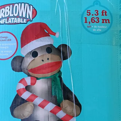 LOT 116: Inflatable 5ft Sock Monkey, 4ft Panda and 4ft Silly Monkey