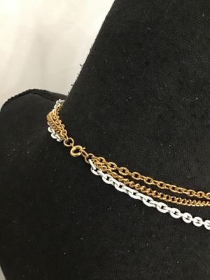 Vintage Gold Tone and White Enamel Multi-Chain Tassel Necklace