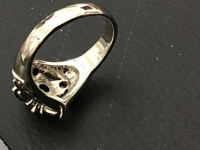 Vintage Style BlackMarcasite Rhinestone Statement Ring - Size 7