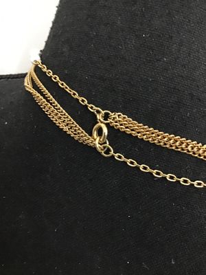 Vintage Gold-Tone Multi-Strand Necklace with White Milk Glass Tassel Pendant