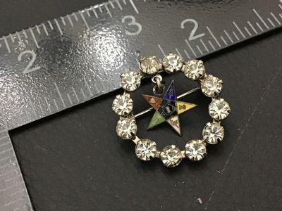 Vintage Order of the Eastern Star Rhinestone Wreath Brooch Pin