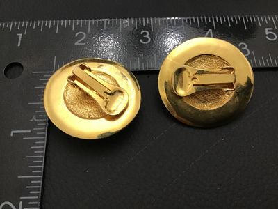 Vintage Gold-Tone and Red Cabochon Clip-On Earrings