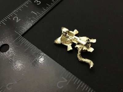 Vintage Gold Tone Cat Brooch with Aurora Borealis Belly