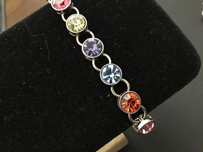 Multi-Color Crystal Link Bracelet