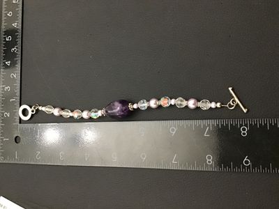 Amethyst and Crystal Beaded Toggle Bracelet