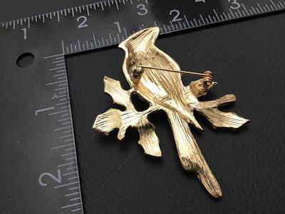 Vintage Enamel and Rhinestone Cardinal Brooch