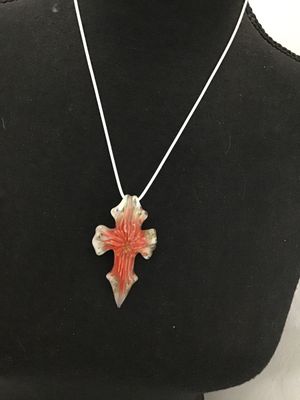Artisan Blown Glass Cross Pendant Necklace