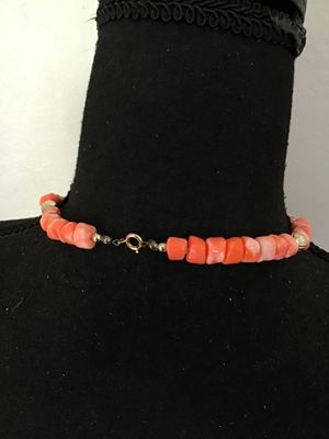 Vintage Coral Bead and Gold-Tone Spacer Necklace