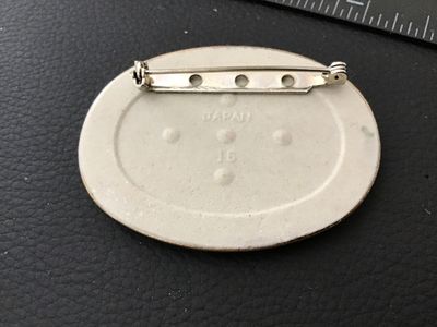 Vintage Japan Ceramic Watercolor Style Oval Brooch