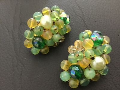 Vintage Western Germany Beaded Clip-On Earrings