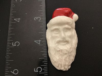 Vintage Ceramic Santa Claus Face Brooch Pin