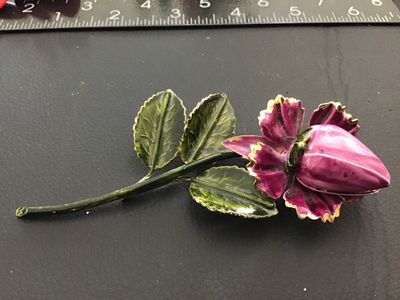 Vintage Original by Robert Enamel Rose Brooch
