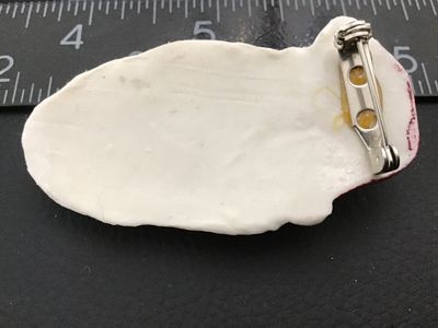 Vintage Ceramic Santa Claus Face Brooch Pin