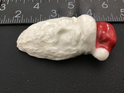 Vintage Ceramic Santa Claus Face Brooch Pin