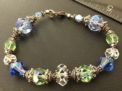 Sterling Silver and Faceted Crystal Bead Bracelet