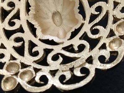 Vintage Trifari Gold-Tone Filigree Teardrop Pendant Necklace