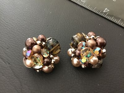 Vintage Japan Beaded Clip-On Earrings
