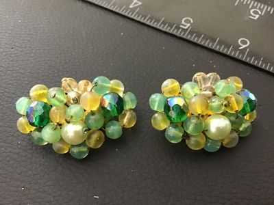 Vintage Western Germany Beaded Clip-On Earrings