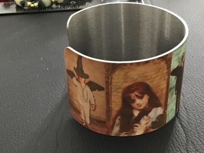 Halloween Vintage-Style Collage Metal Cuff Bracelet
