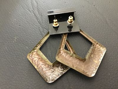 Vintage Morrey Fashion Earrings Gold Tone Textured Geometric