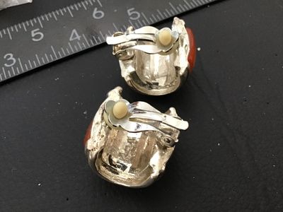 Vintage Silver Tone Butterscotch Amber-Style Clip-On Earrings