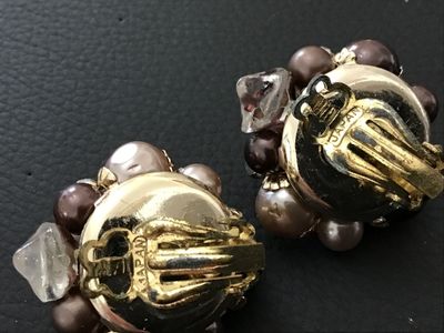 Vintage Japan Beaded Clip-On Earrings