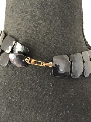 Vintage Black Faceted Celluloid or Plastic Double Strand Necklace
