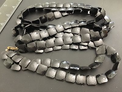 Vintage Black Faceted Celluloid or Plastic Double Strand Necklace