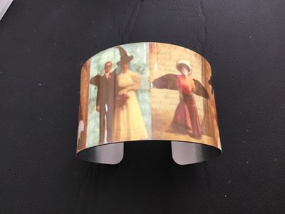 Halloween Vintage-Style Collage Metal Cuff Bracelet