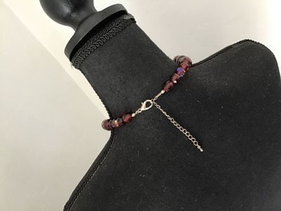 Amber-Colored Faceted Glass Bead Necklace with Aurora Borealis Finish