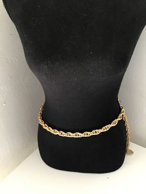 Vintage Gold-Tone Chain Link Belt with Alexander the Great Coin Charm