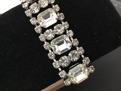 Vintage Rhinestone Wide Link Bracelet